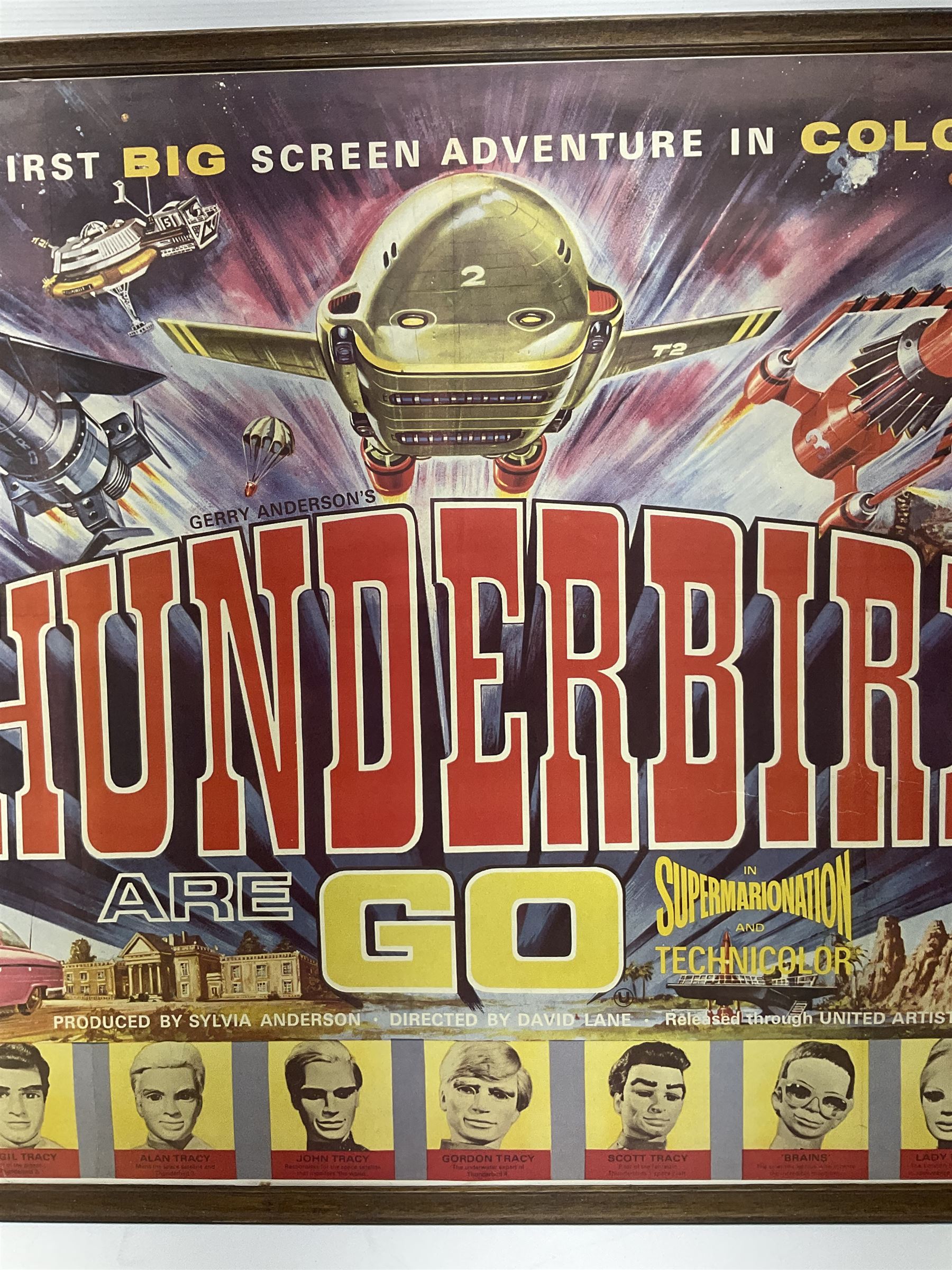 Thunderbirds Are Go Film Poster, 1980s reproduction of this classic 1966 movie poster, framed H73cm, L97cm