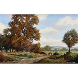 Vincent Selby (British 1919-2004): Walking in Sunshine, oil on panel signed 19cm x 29cm 