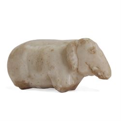 Indian marble ruinous figure, carved as an Indian elephant, H10.5cm L23cm