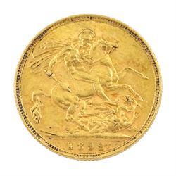 Queen Victoria 1892 gold full sovereign coin