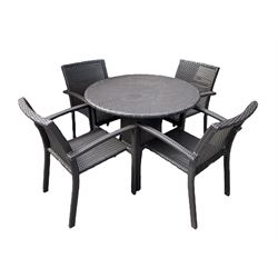 2 x Rattan House circular garden table and four chairs