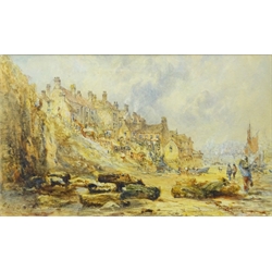  George Weatherill (British 1810-1890): Tate Hill Sands and the East Cliff Whitby, watercolour signed 11.5cm x 20cm Provenance: with Walker Galleries Whitby, label verso  