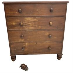 Victorian mahogany straight-front split chest, moulded rectangular top over four graduating cock-beaded drawers, on turned feet 