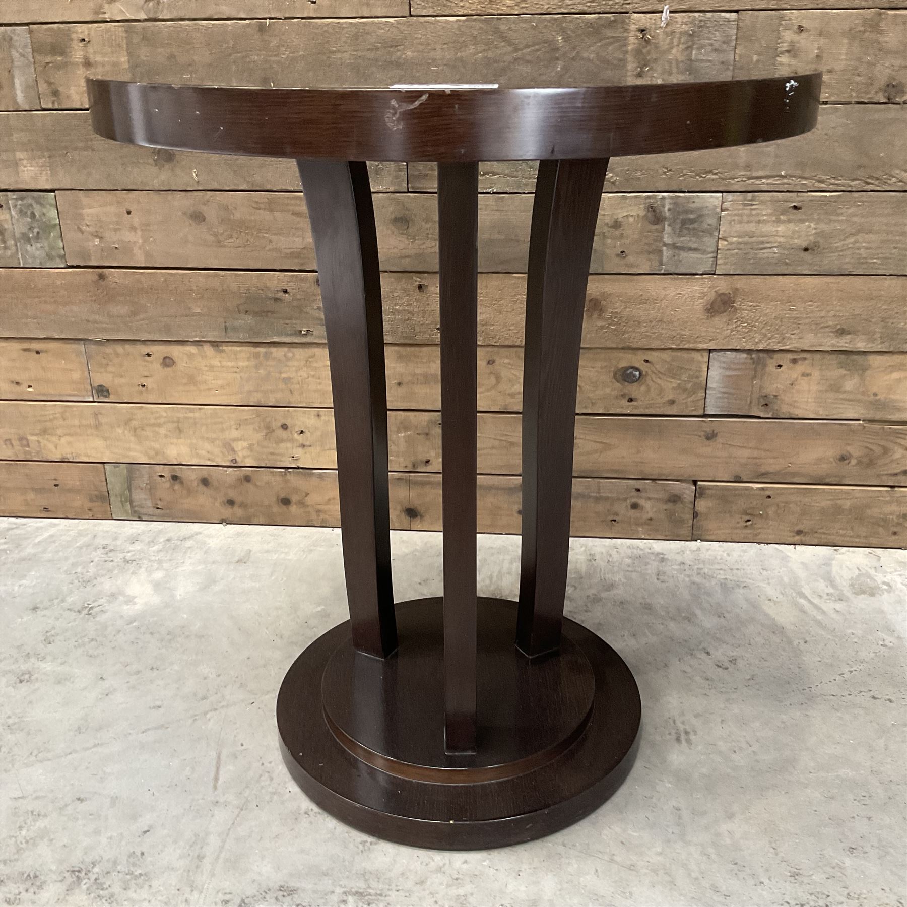 Six rosewood circular bar or bedroom occasional tables