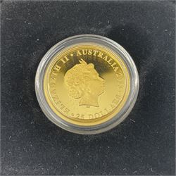 Queen Elizabeth II Australia 2013 fine gold proof quarter ounce twenty-five dollars coin, cased with certificate