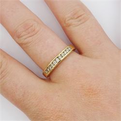 9ct gold channel set round brilliant cut diamond half eternity ring, hallmarked