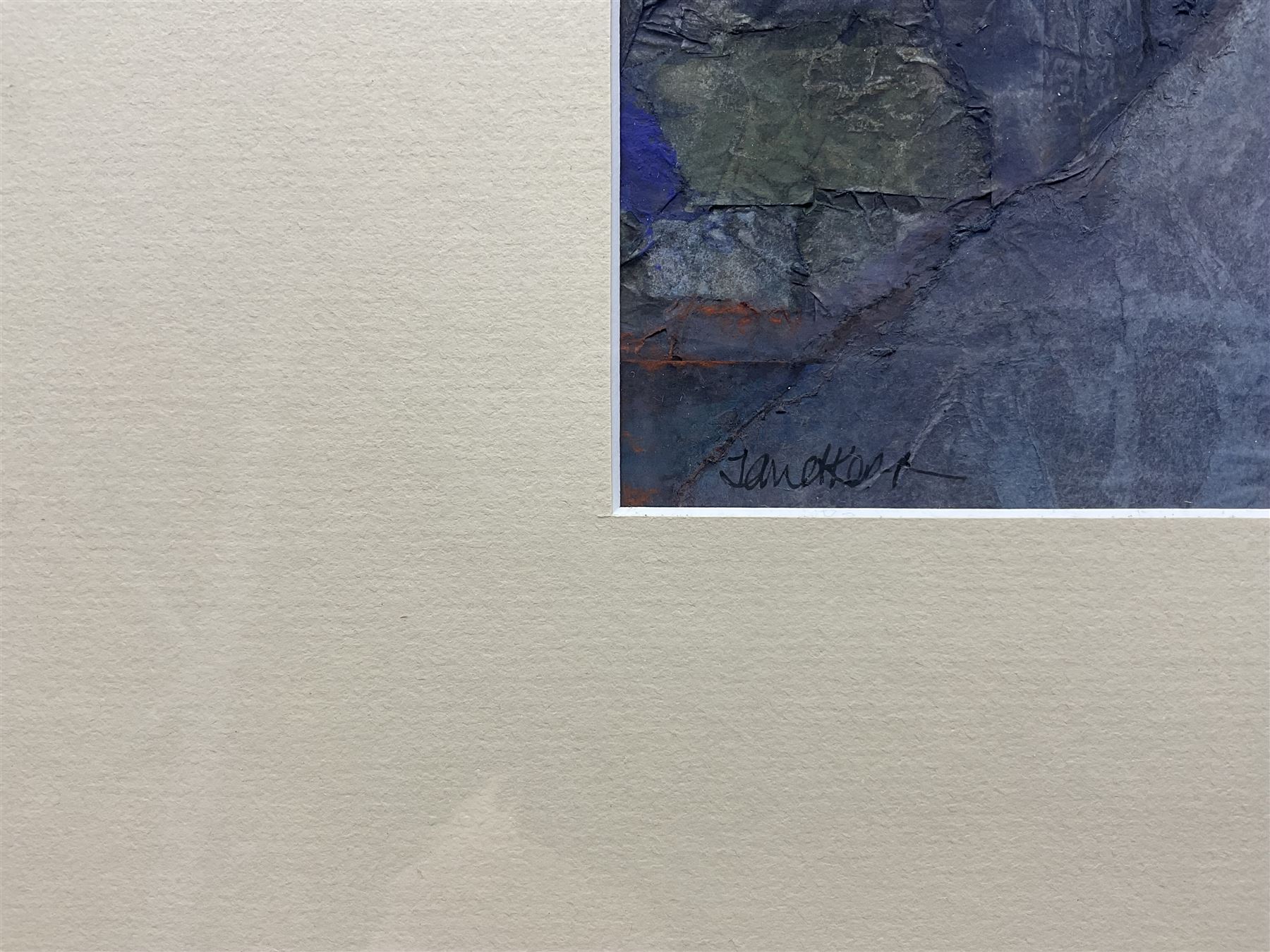 Janet Kerr (British 1957-): 'Raw Shaw', oil and mixed media signed, labelled verso 19cm x 21cm