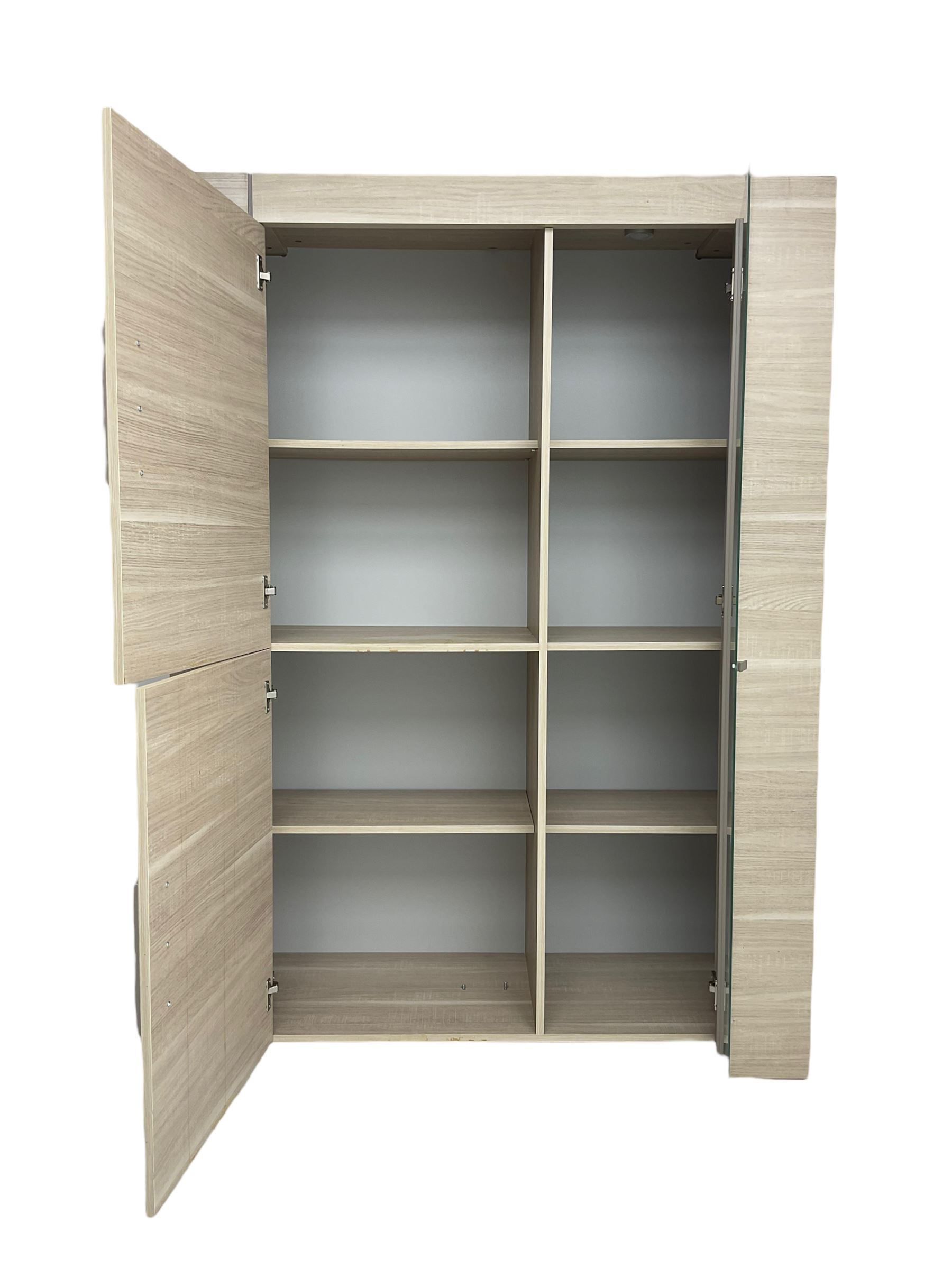 Wayfair Veasley - washed oak finish display cabinet wall unit, enclosed by single glazed door and two cupboard doors