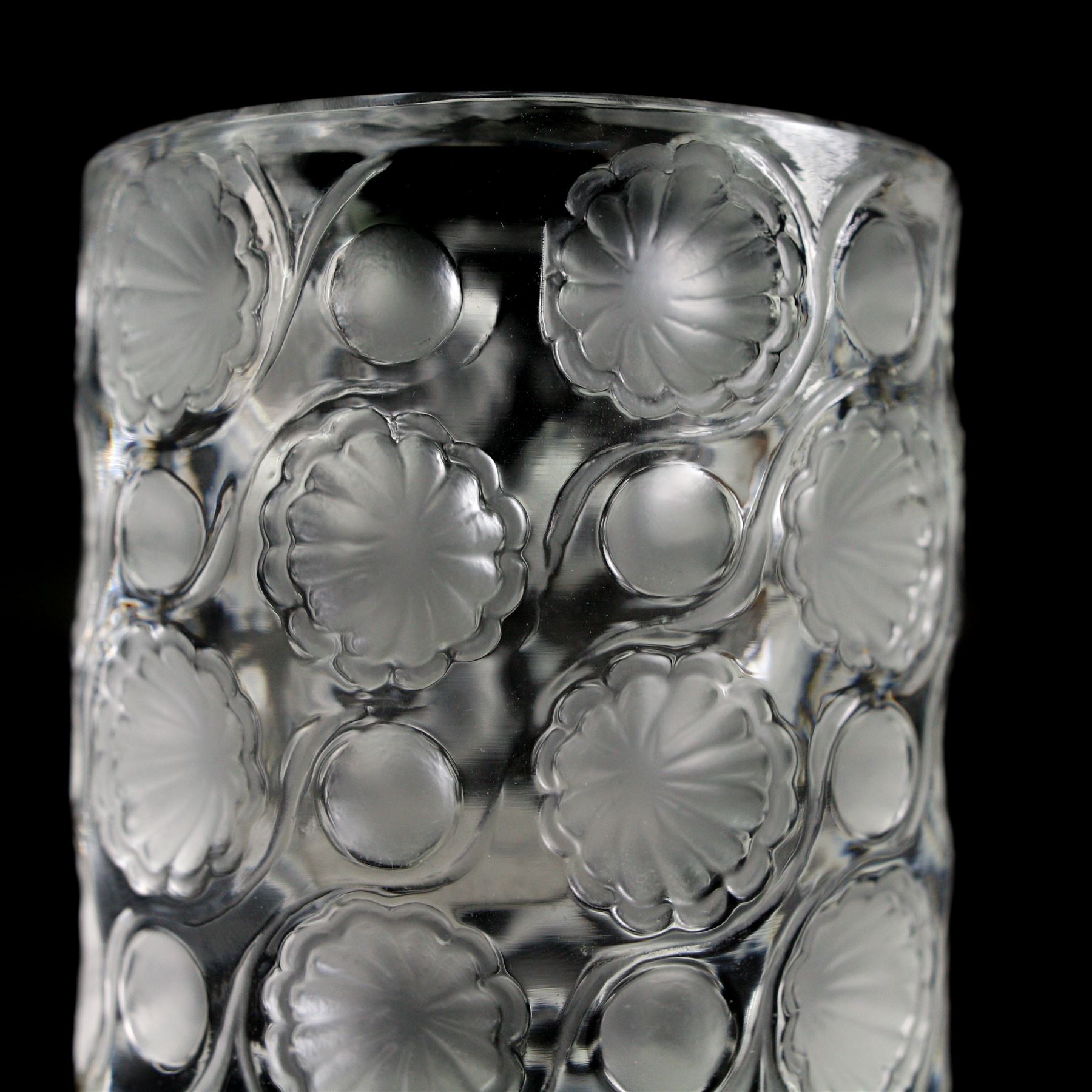 Lalique crystal Dampierre bird vase of campagna form on raised circular base, H12cm, together with a Lalique crystal Tokyo candle holder, H8cm both signed Lalique, France (2)