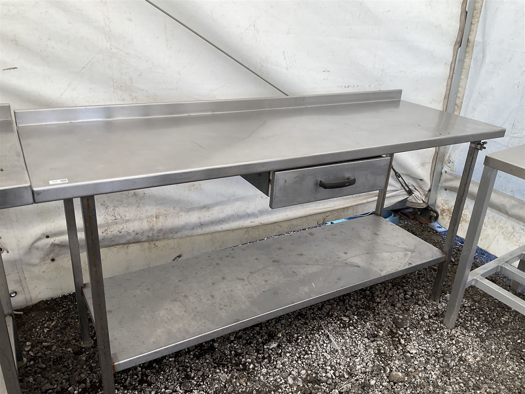 Stainless steel two tier preparation table, with drawer - THIS LOT IS TO BE COLLECTED BY APPOINTMENT FROM DUGGLEBY STORAGE, GREAT HILL, EASTFIELD, SCARBOROUGH, YO11 3TX