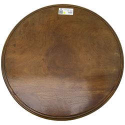 Mid-19th century mahogany tripod table, moulded circular top on vasiform pedestal with three carved out-splayed supports 