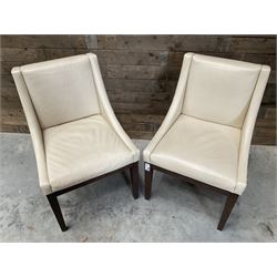 28 x walnut framed dining chairs, upholstered in beige leather