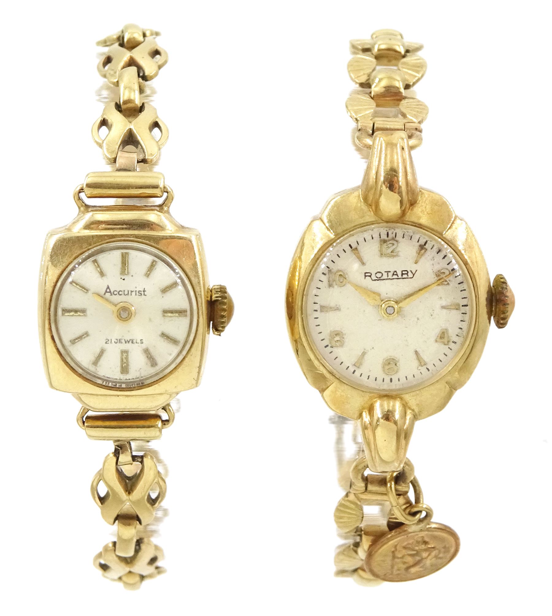 Rotary ladies 9ct gold manual wind wristwatch and an Accurist ladies 9ct gold manual wind wristwatch, both on 9ct gold bracelets, hallmarked