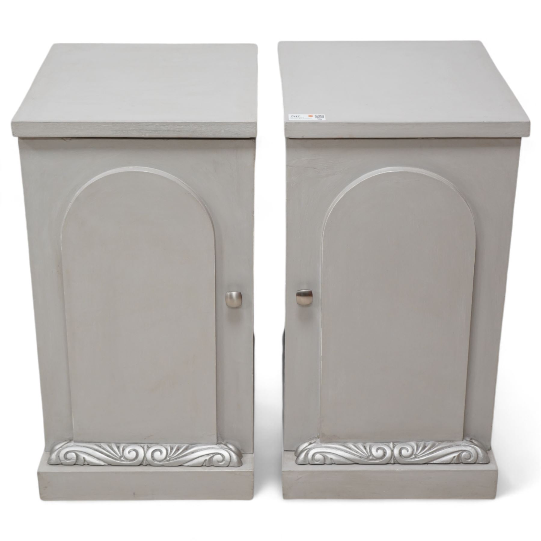 Pair of Victorian grey painted bedside pedestals