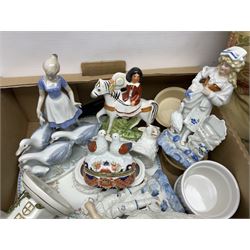Coalport Strawberry basket, together with two Coalport cottages, Minton Haddon Hall trinket dish and other ceramics 
