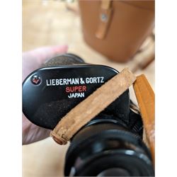 Pair of Lieberman & Gortz super field binoculars 25x55, in fitted case