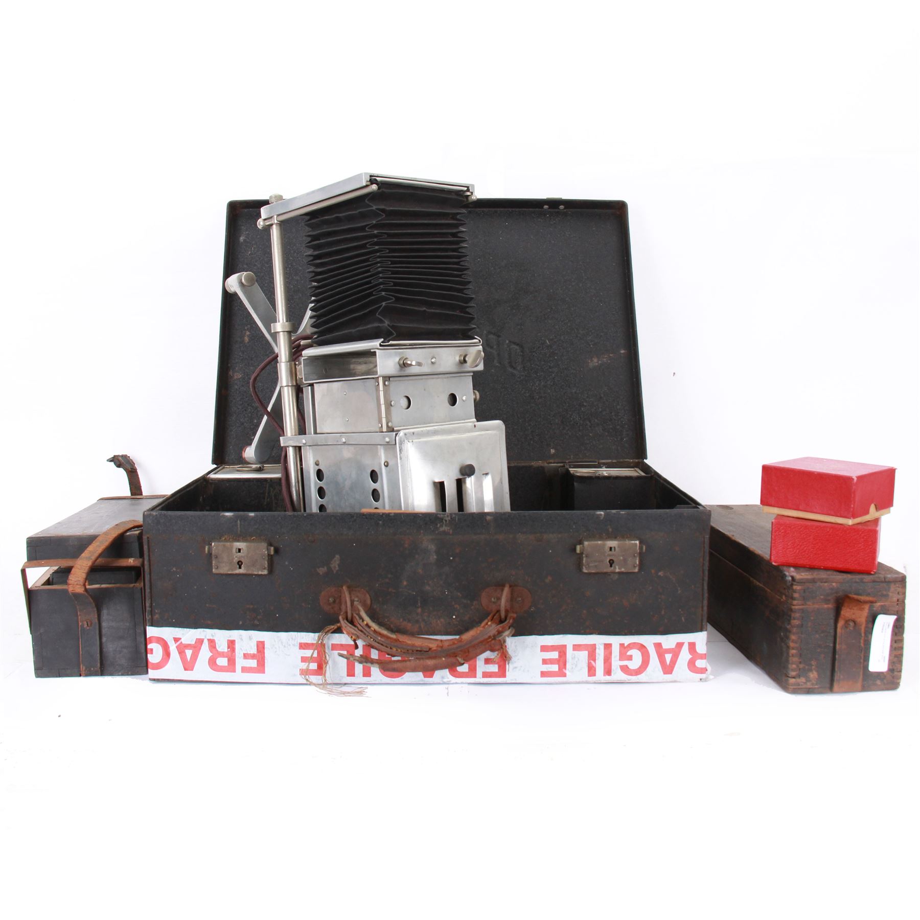 Optiscope Slide projector, together with glass plate slides