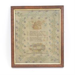 George IV sampler by Mary Ann Jones, October 13th 1826, finely worked with religious verse...