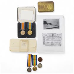 WWI two pairs of medals, British War Medal and Victory Medal,  awarded to 119982 Cpl Jesse...