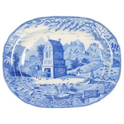 19th century blue and white Colossal Sarcophagus transfer printed platter, probably Spode ...