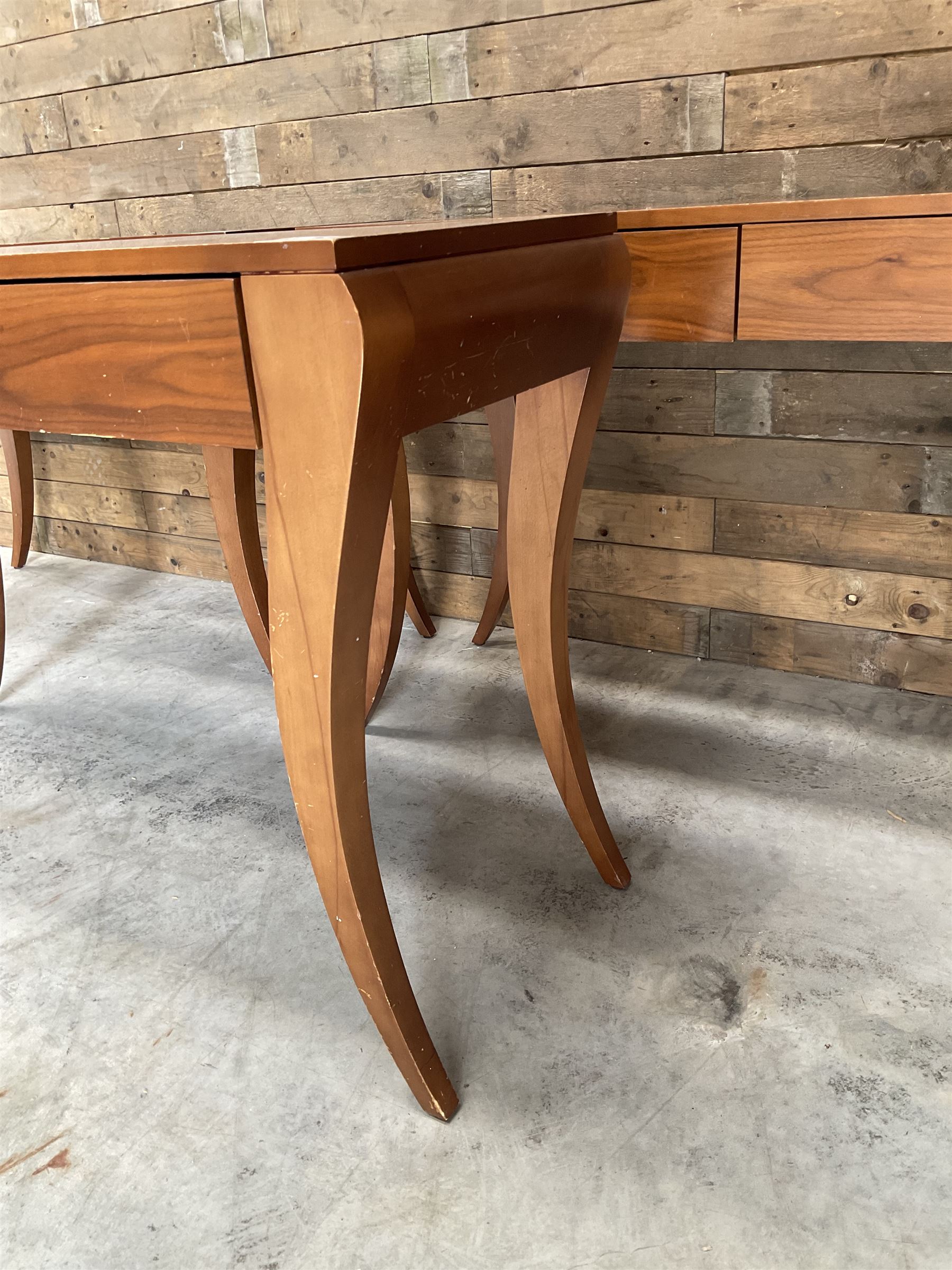 3 x walnut console dressing table with two soft-close drawers