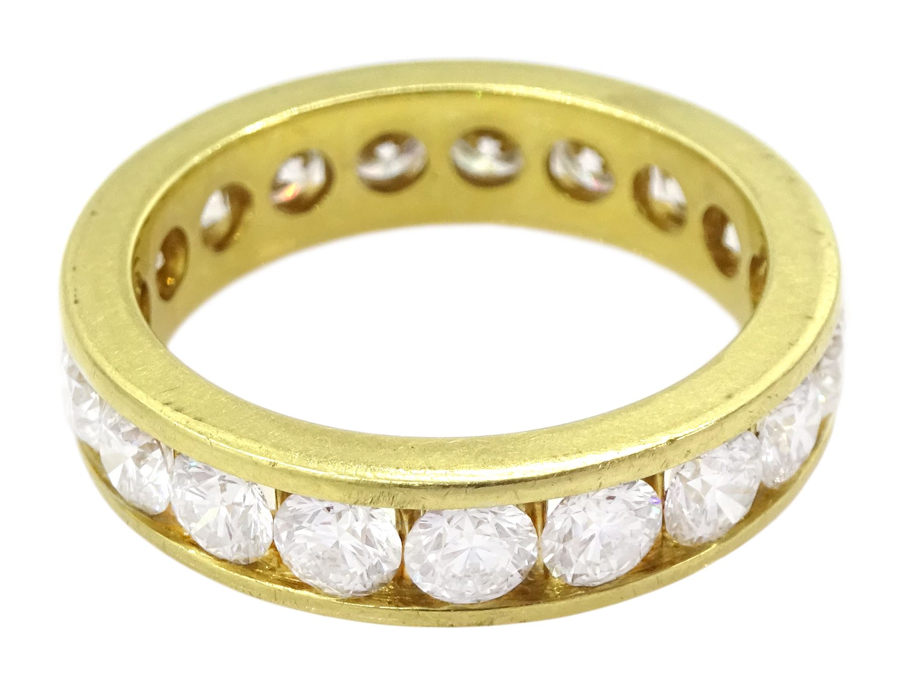 18ct gold round brilliant cut diamond full eternity ring, total diamond weight approx 3.15 carat