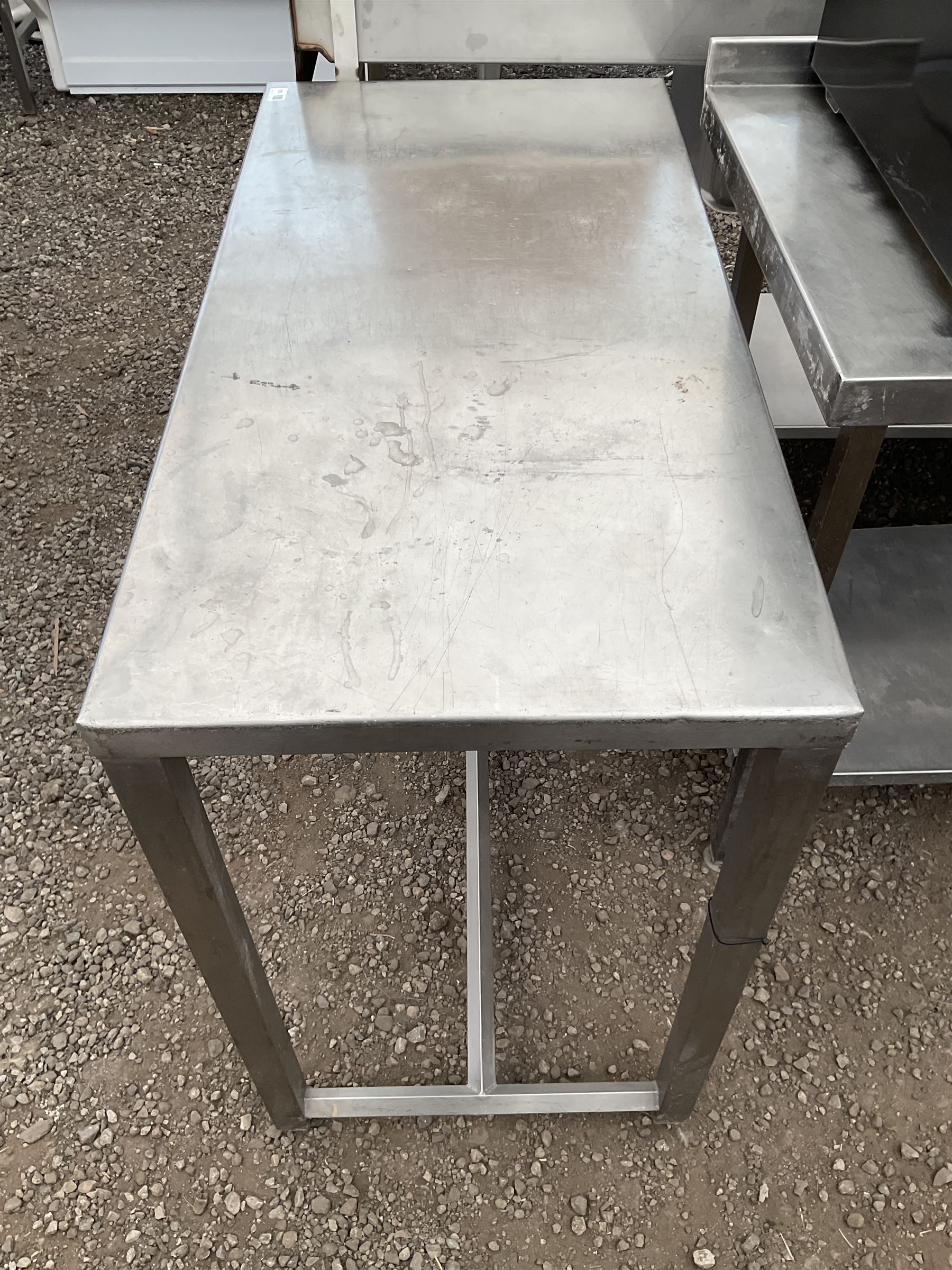 Small stainless steel preparation table, H stretcher base - THIS LOT IS TO BE COLLECTED BY APPOINTMENT FROM DUGGLEBY STORAGE, GREAT HILL, EASTFIELD, SCARBOROUGH, YO11 3TX