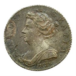 Queen Anne 1703 silver sixpence coin, Vigo below bust