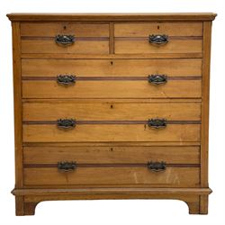 Edwardian satin walnut chest, fitted with two short and three long drawers, on bracket feet