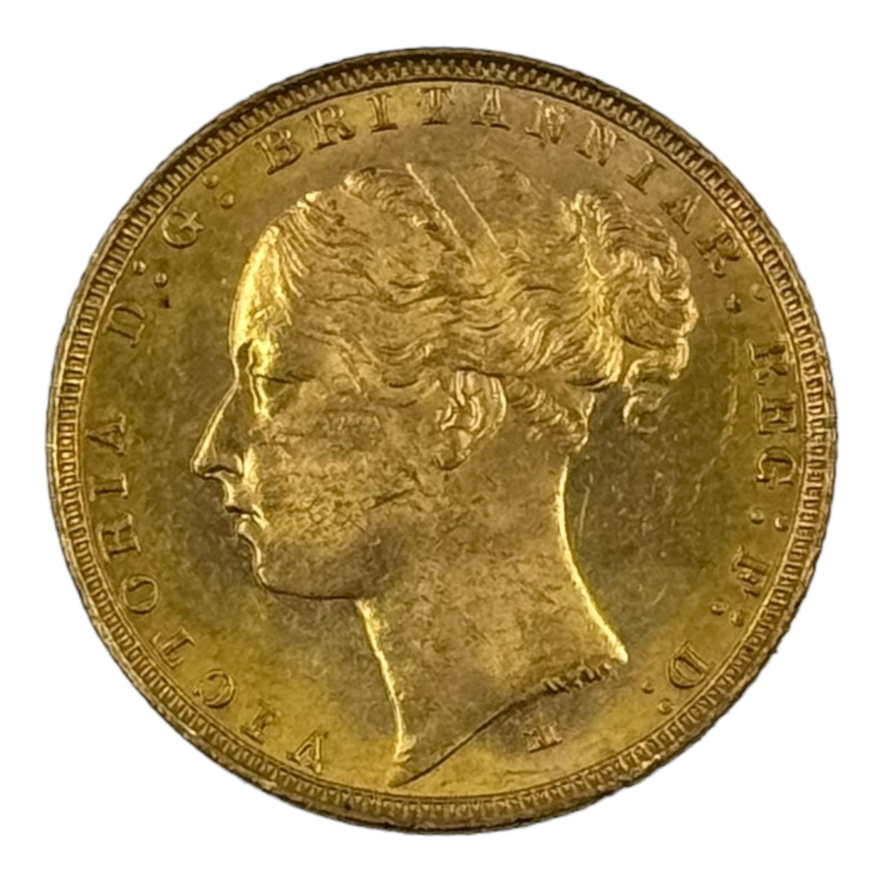 Queen Victoria 1885 gold full sovereign coin, Melbourne mint