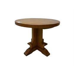 Yorkshire Oak - oak occasional table, circular top on cruciform base and sledge feet 