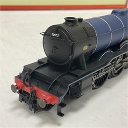 Hornby ‘00’ gauge - Merchant Navy Class 4-6-2 ‘United States Lines’ locomotive no.35012 in BR green, in original box from a set; Class A3 4-6-2 ‘Prince Palatine’ locomotive no.65002 in BR blue; Patriot Class 5XP 4-6-0 ‘Duke of Sutherland’ locomotive no.5541 in LMS maroon; King Arthur Class 4-6-0 ‘Sir Ector de Maris’ locomotive no.30794 in SR green; unboxed (4) 