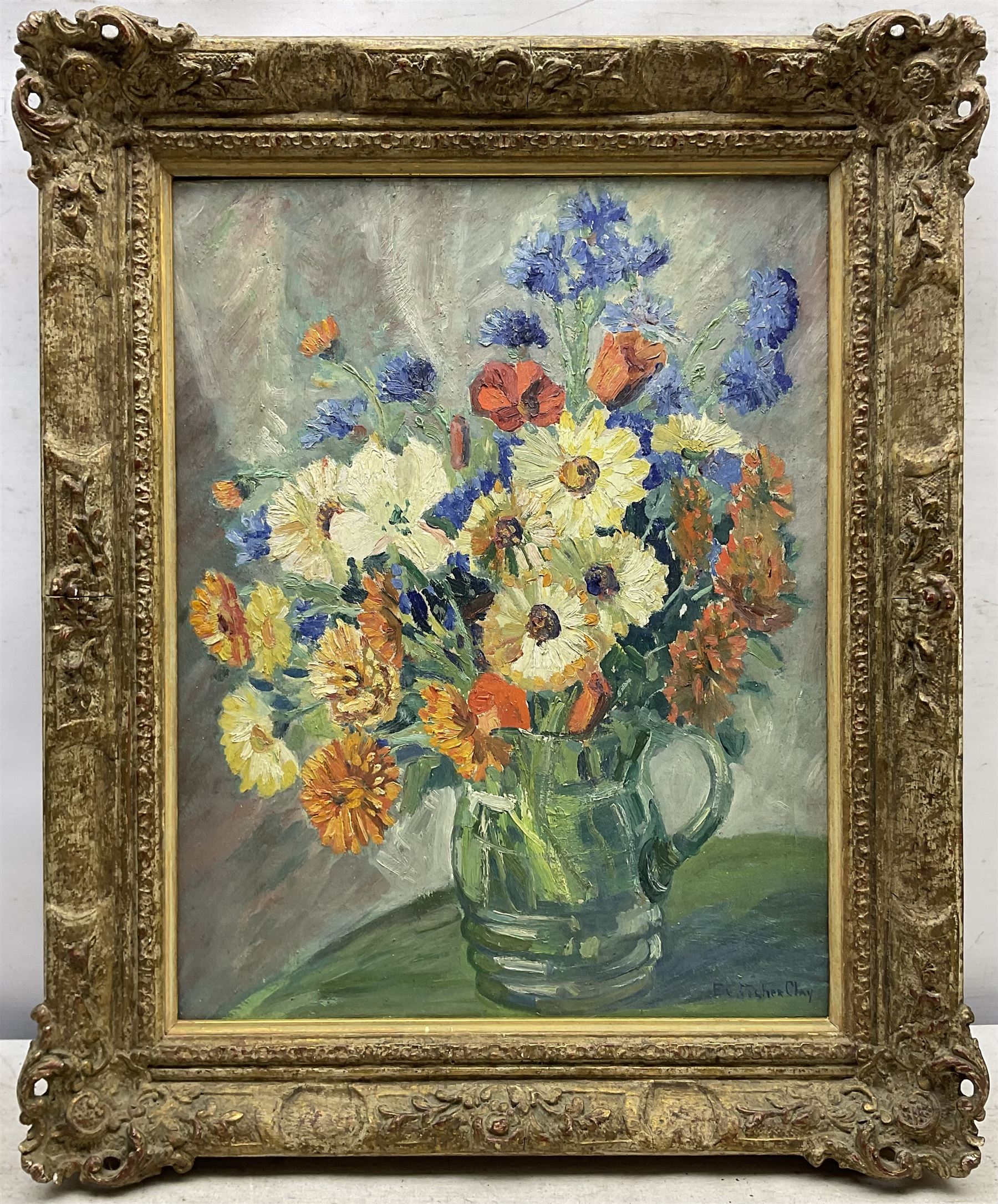 Elizabeth Campbell Fisher Clay (American/British 1871-1959): 'A Summer Bunch', oil on board signed, titled on various exhibition labels verso 41cm x 32cm