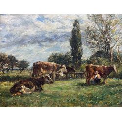 William Mark Fisher RA (American/British 1841-1923): Milking Time in the Cow Pasture, oil ...