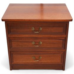 Pair of hardwood bedside chests, each fitted with three drawers 