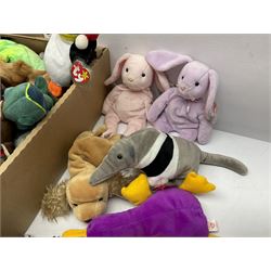 Fifty Ty Beanie babies, including Stinky, Lips, Ants, Zero, Spunky etc