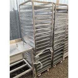 Stainless steel commercial tray rack trolley, 18 racks complete with 18 aluminium trays, tray size 66cm x 46 cm - THIS LOT IS TO BE COLLECTED BY APPOINTMENT FROM DUGGLEBY STORAGE, GREAT HILL, EASTFIELD, SCARBOROUGH, YO11 3TX