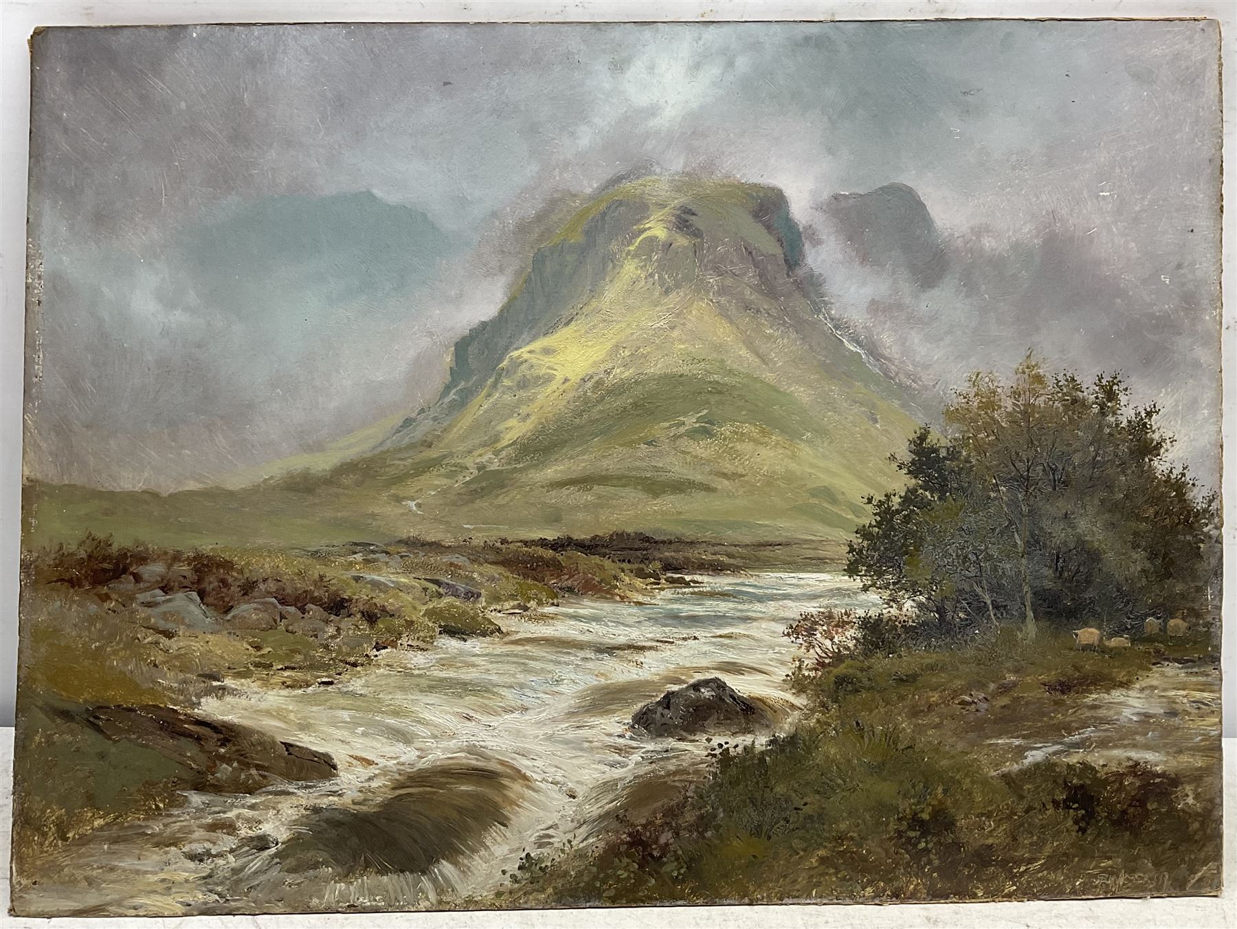 John Sinclair RA (British 1872-1922): 'Eagle Crag' Cumbria, oil on board signed, titled verso 45cm x 61cm (unframed)