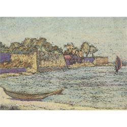 Follower of Michele Catti (Sicilian 1855-1914): An Italian Bay, oil pastel bearing signature, 13cm x 178cm 