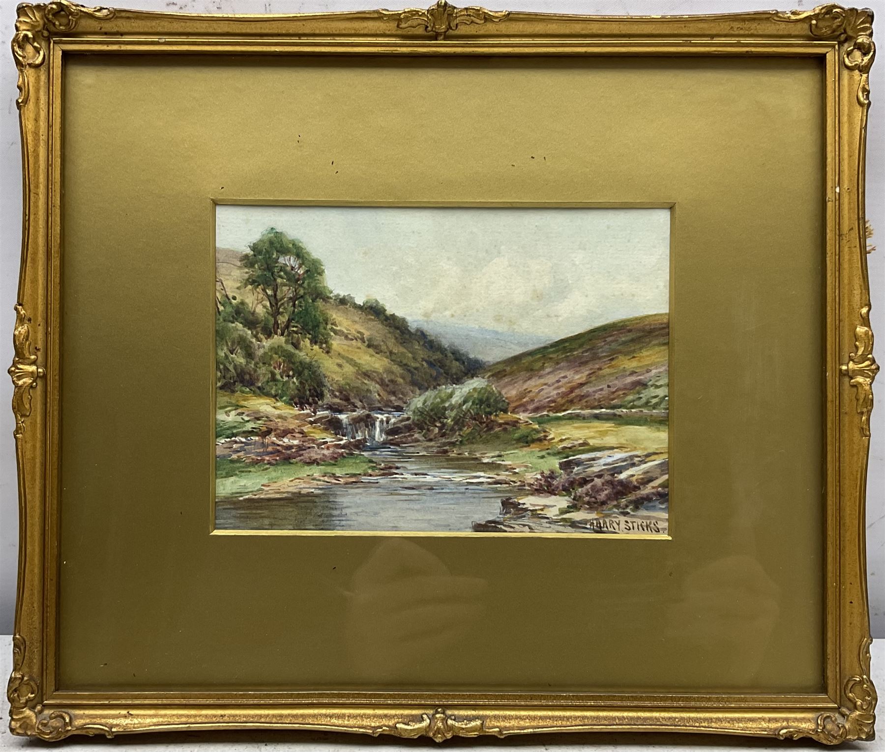 Harry James Sticks (British 1867-1938): Upland Landscapes, pair watercolours signed 12.5cm x 17.5cm (2)