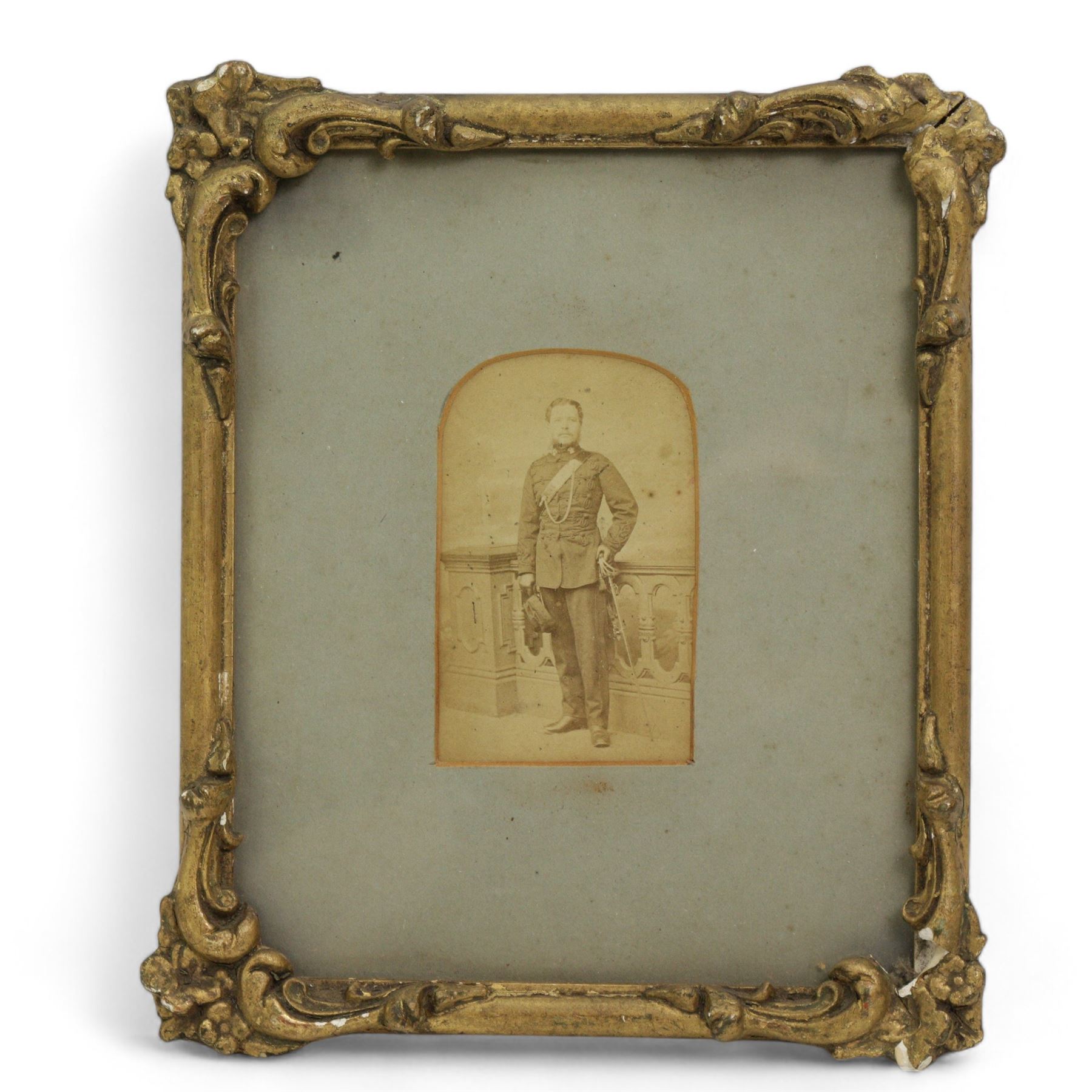 Two George IIII receipts one headed 'Husband's Talbot Hotel, Malton' and the other 'Harker at the Talbot Hotel, Malton', framed as one, 19th century print of The Green Man, 19th century photograph of an army officer and two other items