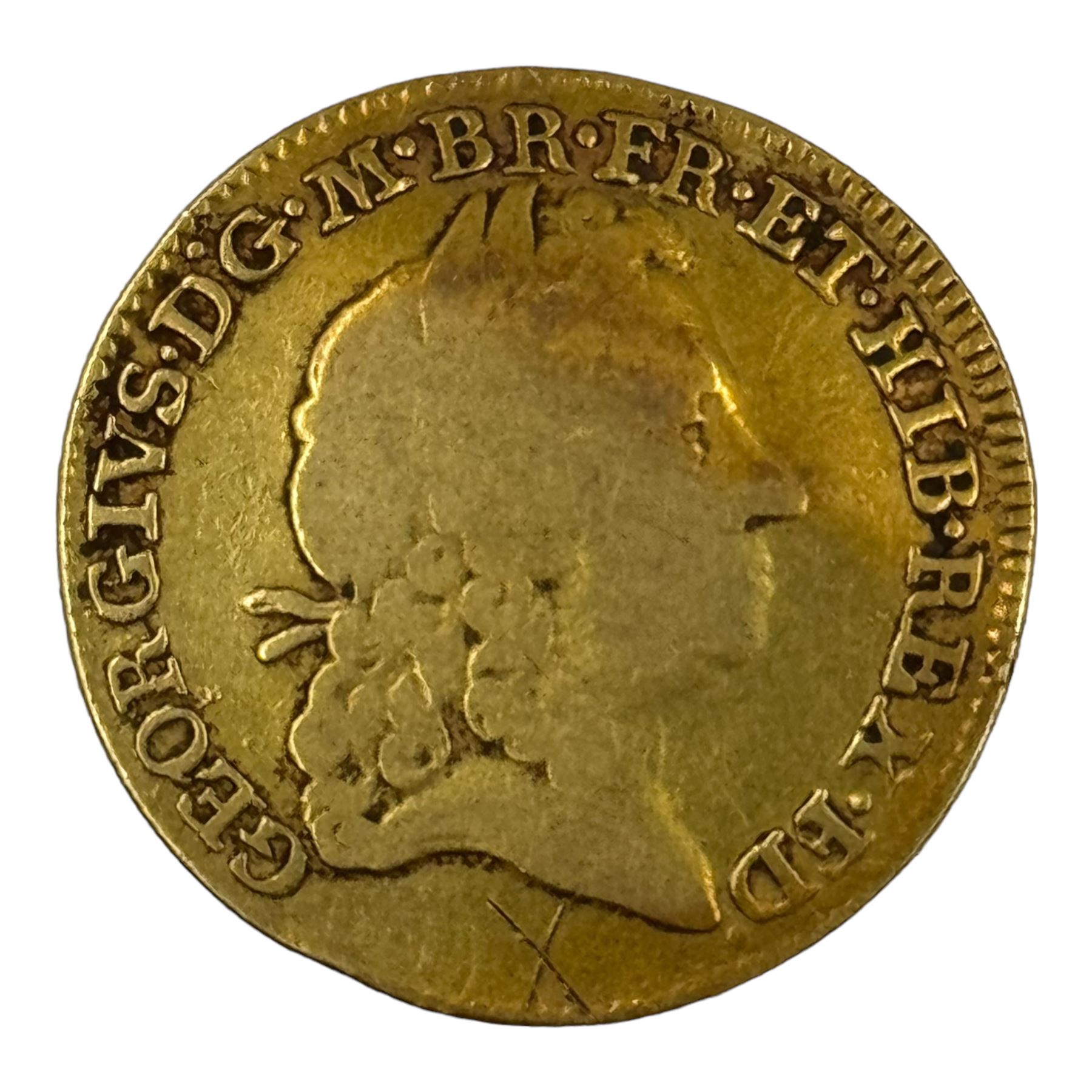 1715 gold full guinea coin, bent