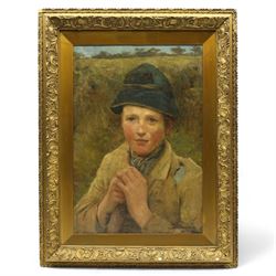 Dewey Bates (American 1851-1899): The Young Shepherd Boy, oil on canvas signed and dated 1...