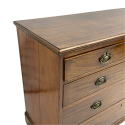 George III mahogany chest, fitted with two short and three long cock-beaded drawers, raised on bracket feet