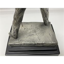 Pewter sculpture of Freddie Mercury, produced by Compulsion Gallery UK as a 1/8 scale replica of the statue sculpted by Czech sculptor Irena Sedlecka, with certificate, H45cm