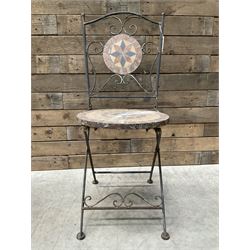 Mosaique circular garden table and four chairs