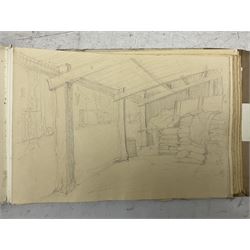 Albert Thomas Pile (British 1882-1981): 'Brighouse - Some Sketches done from 1946 to 1951', original sketchbook comprising approximately 35 pen and ink sketches, variously signed titled and dated, overall 21cm x 33cm