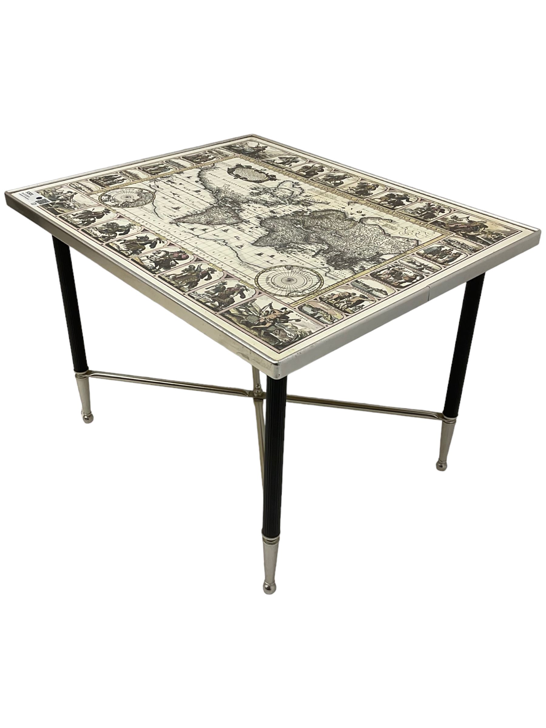 Coffee table with map print top