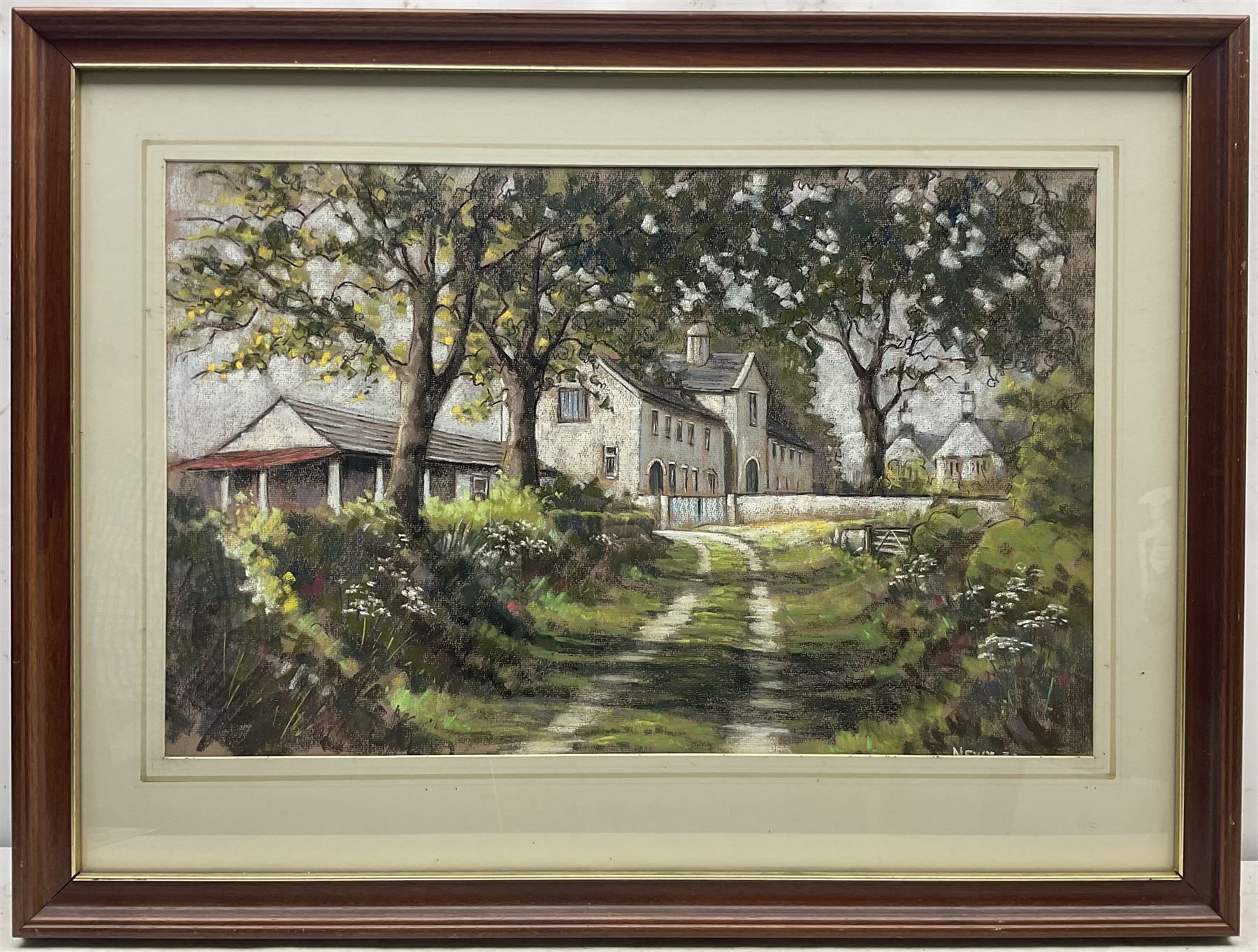 David Newbould (British 1938-2018): 'Coach House - Hillam', pastel signed, titled on artist's studio card verso 41cm x 63cm