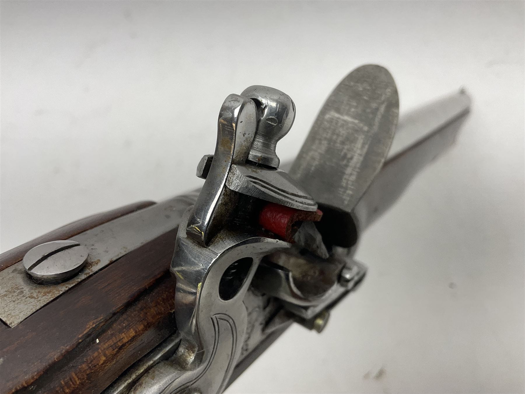 RFD ONLY AS NO VISIBLE PROOF MARKS - modern Indian flintlock .65 cal. belt pistol marked with crowned GR and Tower, 29cm barrel and brass skull crusher butt, serial no.2169 L50cm